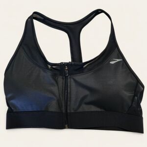 Brooks FastForward Zip Sports Bra Black XL Mesh Back Style 300637